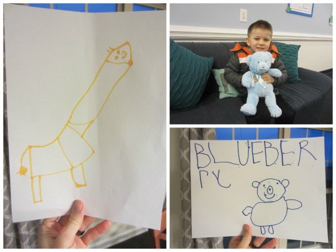 Hi Nick!  Here are some photos of Jack working on his wood working!   He was so proud of himself being able to use a real hammer and nails. He was very adamant about building a house. Even though he hit his finger with the hammer, he was brave and kept going (with a little help from myself) He used paint to decorate his building. He also made an "octopus monster" with styrofoam.    -Aimee