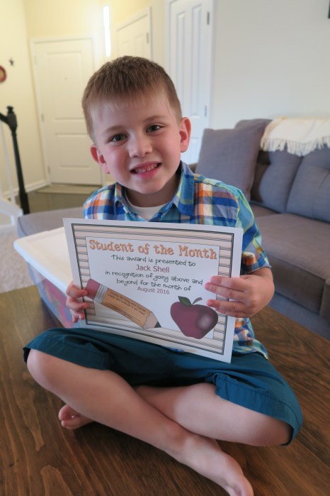 Dear Jack: You were Chosen as the 1st “Student of the Month” by Your Kindergarten Teacher (Despite My Parenting Style)